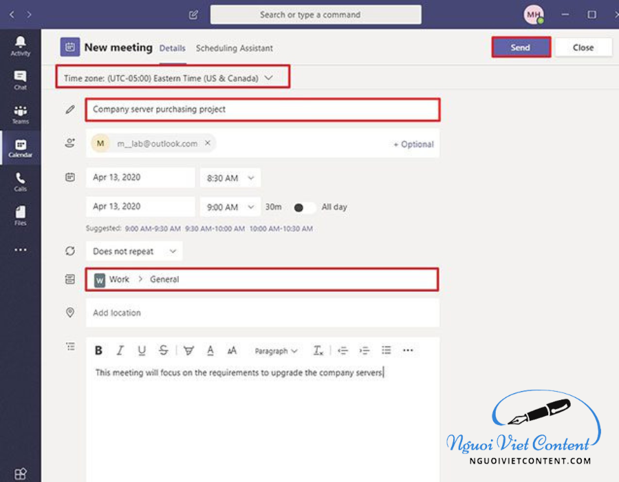 cách tạo cuộc họp trên Microsoft Teams