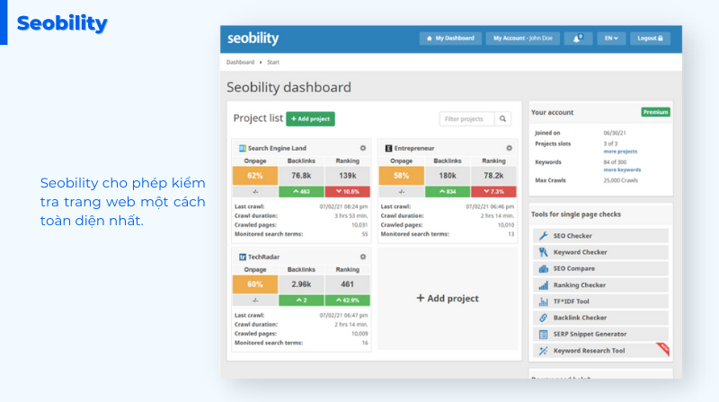 Phần mềm phân tích website Seobility