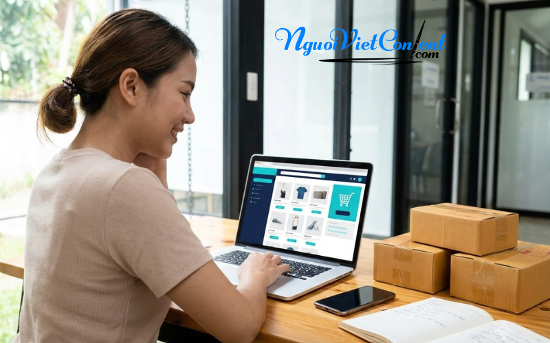Thiết kế website bán hàng với giao diện sản phẩm và giỏ hàng trực tuyến.